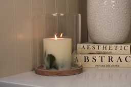 Brown Stone Effect Glass Hurricane Candle Holder Lantern