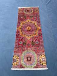 2x5 Handmade Mamluk Hallway Rug, Bohemian Home Decor - thumbnail 1