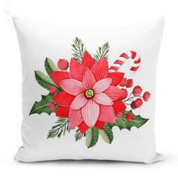 Christmas Cushion Covers With 4 Options - Xmas Socks, Bell, Candy, Pink Flower & Leaves Theme, Double Sided Printing Different Sizes - thumbnail 2