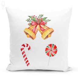 Christmas Cushion Covers With 4 Options - Xmas Socks, Bell, Candy, Pink Flower & Leaves Theme, Double Sided Printing Different Sizes - thumbnail 3