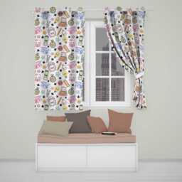 Cute Kawaii School Supplies Cat Books Grey Background Seamless Pattern Readymade Eyelet Ring Top Thermal 100% Blackout Curtains - thumbnail 1