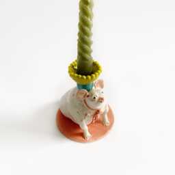 Decorative Candlestick Holder, Table Decor, Wedding Gift, Nursery Room Mouse Lover Rodent Figural Candleholder - thumbnail 3