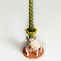 Decorative Candlestick Holder, Table Decor, Wedding Gift, Nursery Room Mouse Lover Rodent Figural Candleholder - thumbnail 2