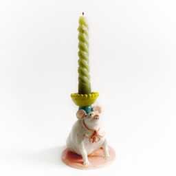 Decorative Candlestick Holder, Table Decor, Wedding Gift, Nursery Room Mouse Lover Rodent Figural Candleholder - thumbnail 4