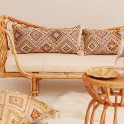 Boho Tribe Bolster With Fringe, Sofa Cushion, Decorative Pillow For Living Room, Bedroom, Modern Pillows Exclusive - thumbnail 3