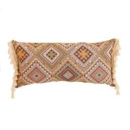Boho Tribe Bolster With Fringe, Sofa Cushion, Decorative Pillow For Living Room, Bedroom, Modern Pillows Exclusive - thumbnail 4