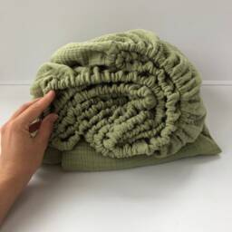 Bed Sheets Fitted Sheet Muslin Gauze Bedding Boho Bohemian Natural Organic Sage Green Bed Linen With Elastic Olive - thumbnail 2