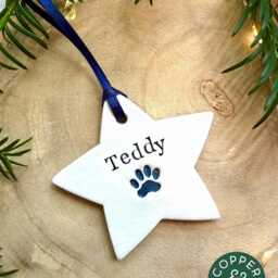 Personalised/Personalized Dog & Cat Christmas Tree Ornament - Star Decoration, Pet Bauble, Paw Print, Lover Gift, Xmas Gift For Pets - thumbnail 4