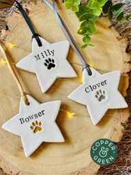 Personalised/Personalized Dog & Cat Christmas Tree Ornament - Star Decoration, Pet Bauble, Paw Print, Lover Gift, Xmas Gift For Pets - thumbnail 1