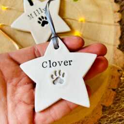 Personalised/Personalized Dog & Cat Christmas Tree Ornament - Star Decoration, Pet Bauble, Paw Print, Lover Gift, Xmas Gift For Pets - thumbnail 2