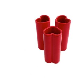 Set Of 3 Red Ceramic Heart Bud Vases - Romantic Table Decor, Small Vases For Single Stem Flowers - thumbnail 2