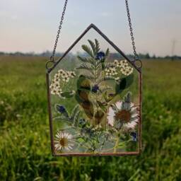 Set Of 3 Pressed Flower Art in Stained Glass Frame, Botanical Wall Art, Suncatcher - thumbnail 2