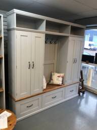 Solid Pine Mud Room Bench With Storage, Handmade Hallway Cupboard Furniture