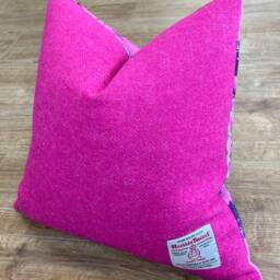 Pink Floral Velvet & Harris Tweed Cushion 18 - thumbnail 2
