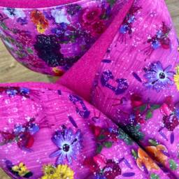 Pink Floral Velvet & Harris Tweed Cushion 18 - thumbnail 4