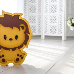Night Light Kids - Lamp Lion Night Wall Wooden Lamps Baby Decor Tropical Animals - thumbnail 3