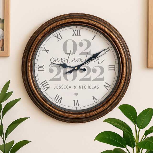 Personalised Wedding Wall Clock Custom Mr & Mrs Couple Name Glass Home Decor Present Just Married Newlyweds Anniversary Keepsake Gift Ekrc20 - image 1