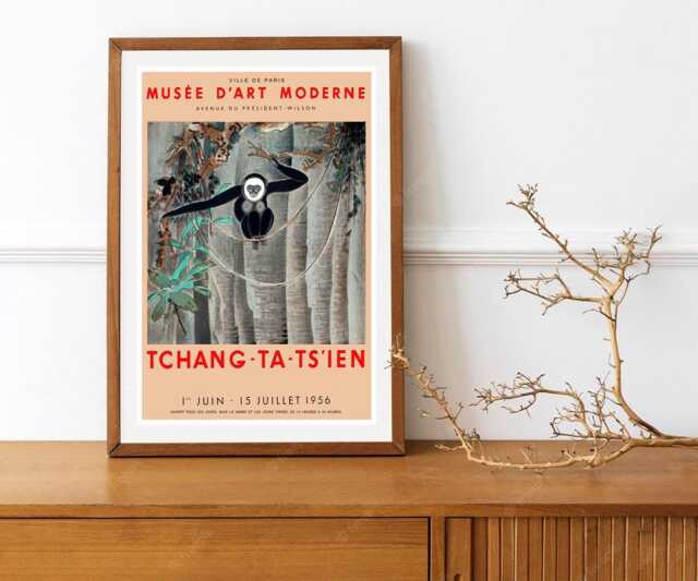 Reprint Of A 1956 Vintage French Exhibition Poster For Works By Tchang Ta Ts'ien - image 1