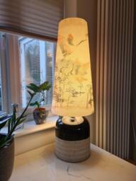 Herons in Flight Extra Tall Cone Lampshade Cotton - thumbnail 1