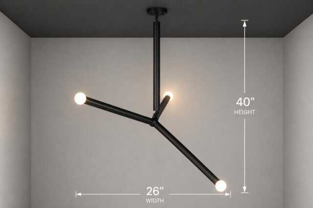 Modern Arrow Brass Pendant - Raw & Matte Black Light 3-Light Mid Century Ceiling Fixture Custom Size Lighting - image 1