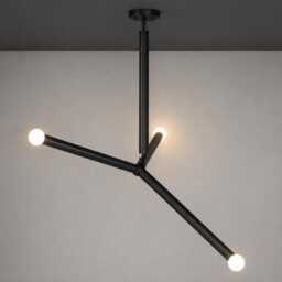Modern Arrow Brass Pendant - Raw & Matte Black Light 3-Light Mid Century Ceiling Fixture Custom Size Lighting - thumbnail 3