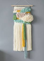 Green Tone Woven Wall Hanging Boho Textile Art