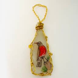 Hand-Painted Robin Sea Glass Christmas Tree Decoration - thumbnail 4