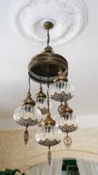 5 Glass Chandelier Lamp, Chandelier Light, Morocco Light, Morocco Lighting, Turkish Light, Morocco Lamp, Morocco Lantern, Turkey Lamp, Turkey Light