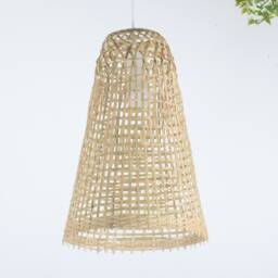 Handmade Bamboo Pendant Light, Cone Lampshade, Rustic Woven Lighting - thumbnail 3