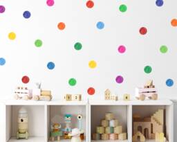 Rainbow Polka Dot Wall Decals Watercolor Nursery Decor - Pack Of 48 - thumbnail 1