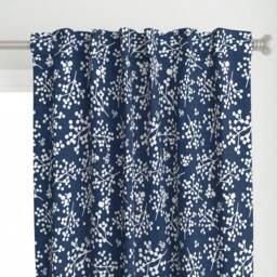Blue & White Curtain Panel - Botanical Minimalist Retro Modern Custom Farmhousetwigs Deep By Sarah_Treu - thumbnail 1