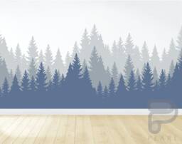 Forest Wall Decal/Mural Woodland Mountain Nursery Decor Peel & Stick - thumbnail 1