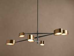 Mid Century Brass Sputnik Chandelier, 6-Light Italian Modern Ceiling Light, Vintage Style Starburst Light Fixture For Living Room & Dining - thumbnail 1