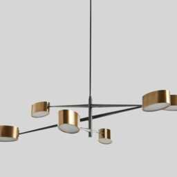 Mid Century Brass Sputnik Chandelier, 6-Light Italian Style - thumbnail 2