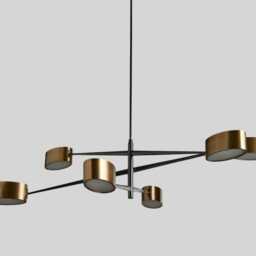 Mid Century Brass Sputnik Chandelier, 6-Light Italian Style - thumbnail 3