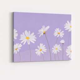 Lavender Daisy Meadow Minimalist Floral Pattern Artwork Canvas Wall Art Print Decor Picture Ready To Hang - thumbnail 4