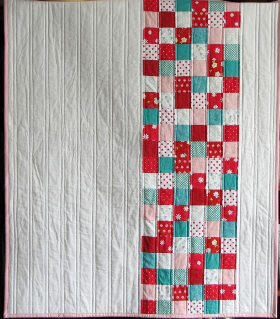 Baby Girl Quilt, Modern Blanket, 35x41 Ready To Ship - image 1