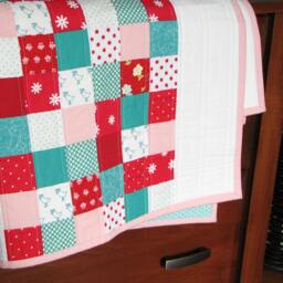 Baby Girl Quilt, Modern Blanket, 35x41 Ready To Ship - thumbnail 3