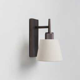 Mid Century Wall Sconce With Fabric Lamp Shade - Vintage Brass Minimalist Bedside Lighting Farmhouse - thumbnail 3