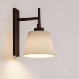 Mid Century Wall Sconce With Fabric Lamp Shade - Vintage Brass Minimalist Bedside Lighting Farmhouse