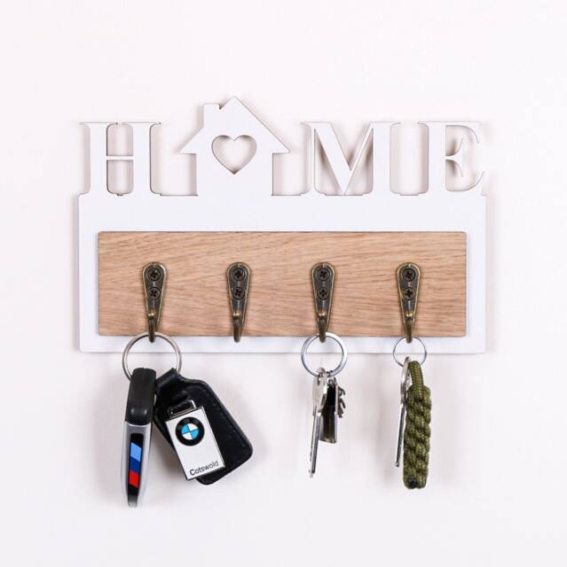 Key Holder With Hooks, Keys, New Home, Couples Gift, Home Hook Organisation - image 1