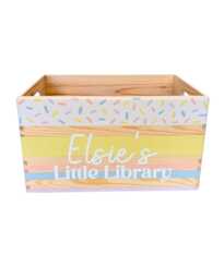 Personalised Ice Cream Sprinkles Book Box, Hand-Painted Pastel Storage Crate