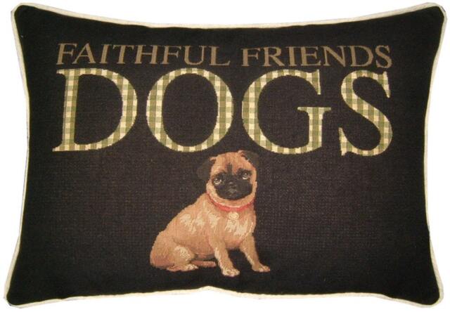Pug Faithful Friends Oblong Tapestry Cushion Pillow Cover - image 1