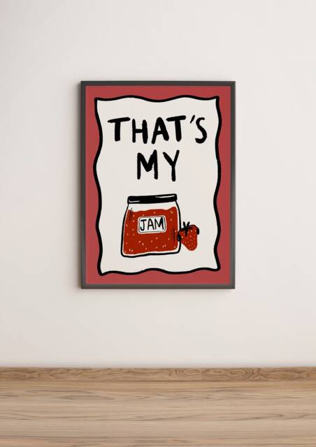 That's My Jam Unframed Print - Funny Pun Prints Posters Art Food Kitchen Quirky Wall Decor - image 1
