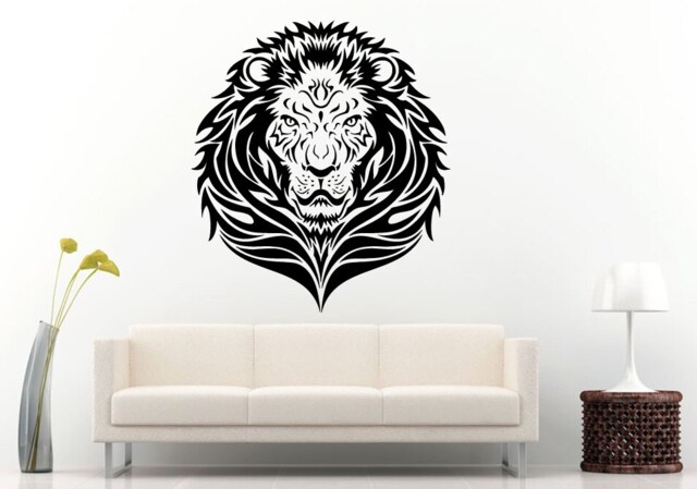 Lion Leo Head Beautiful Mane Tribal African Cat Predator Animal Wall Decal Vinyl Sticker Mural Room Decor L902 - image 1