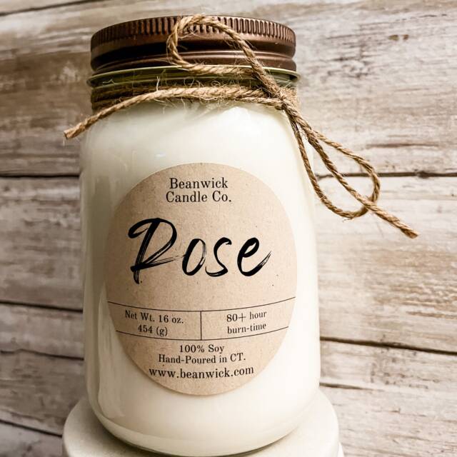Rose Soy Candle in Mason Jar Floral Scent, 80+ Hour Burn - image 1