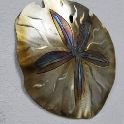 Stainless Steel Sand Dollar Wall Art, Metal Dollar, Ocean Decor, Beach House, Outdoor Patio Lover - thumbnail 2