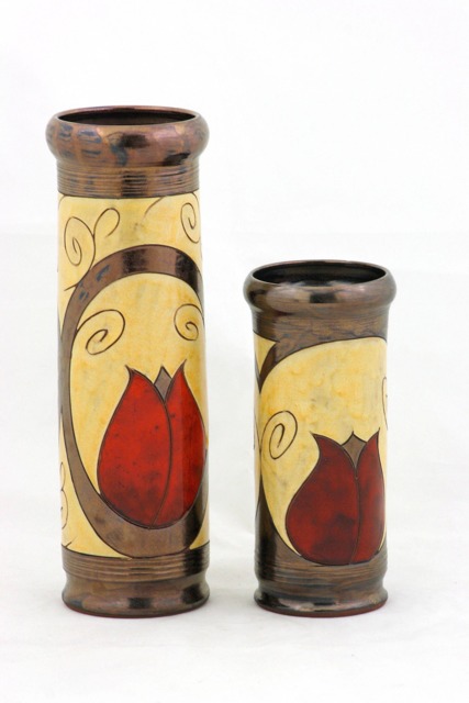 Flower Clay Vase, Handmade Pottery Ceramic Cylinder Rustic Tulip Vase , Wedding Gift, Mother's Day Gift - image 1