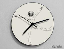 Funny Vitruvian Man 1, Leonardo Da Vinci, Anatomy, Da Vinci Drawing, Illustration, - Wall Clock - thumbnail 1