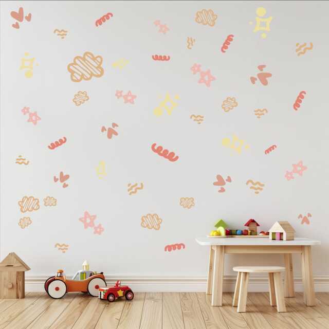 Boho Abstract Wall Decals For Nursery, Neutral Kids Room Stickers, Modern Peel & Stick Decor, Playroom - image 1